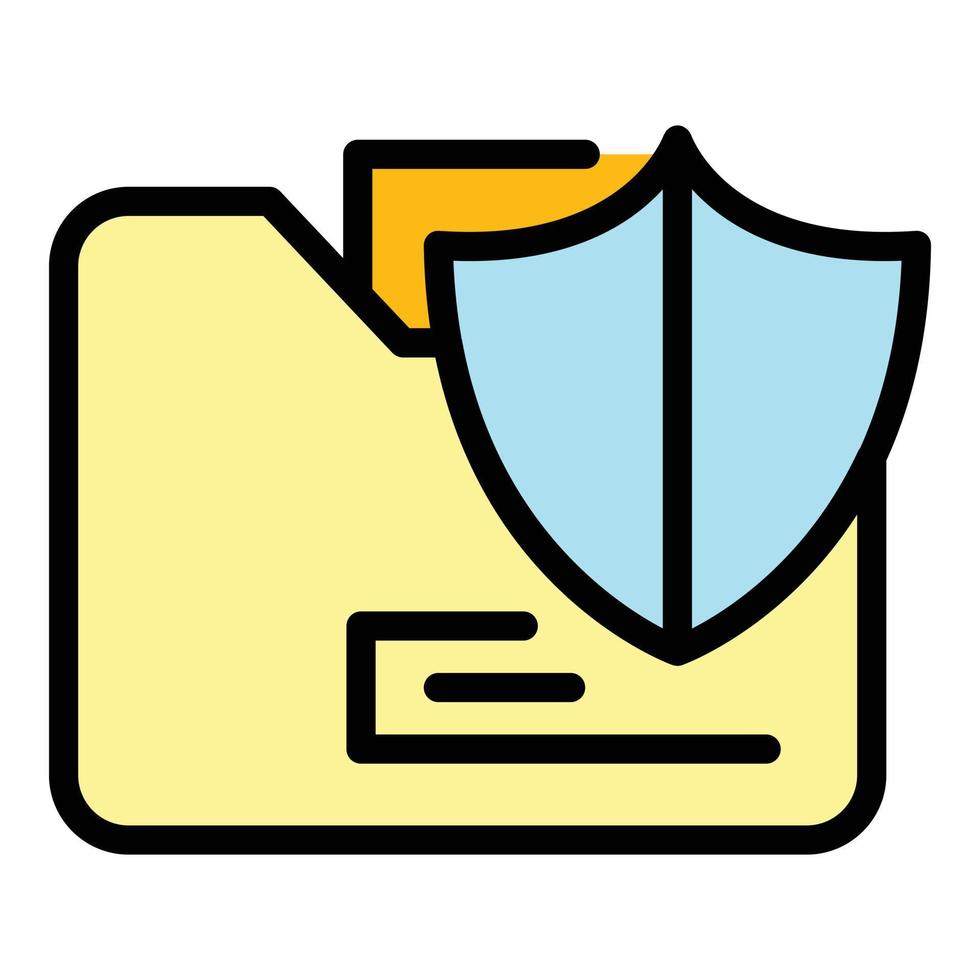 Secured folder icon color outline vector