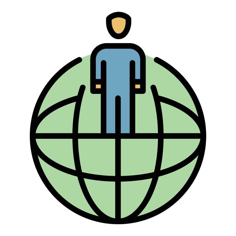 Global money man icon color outline vector