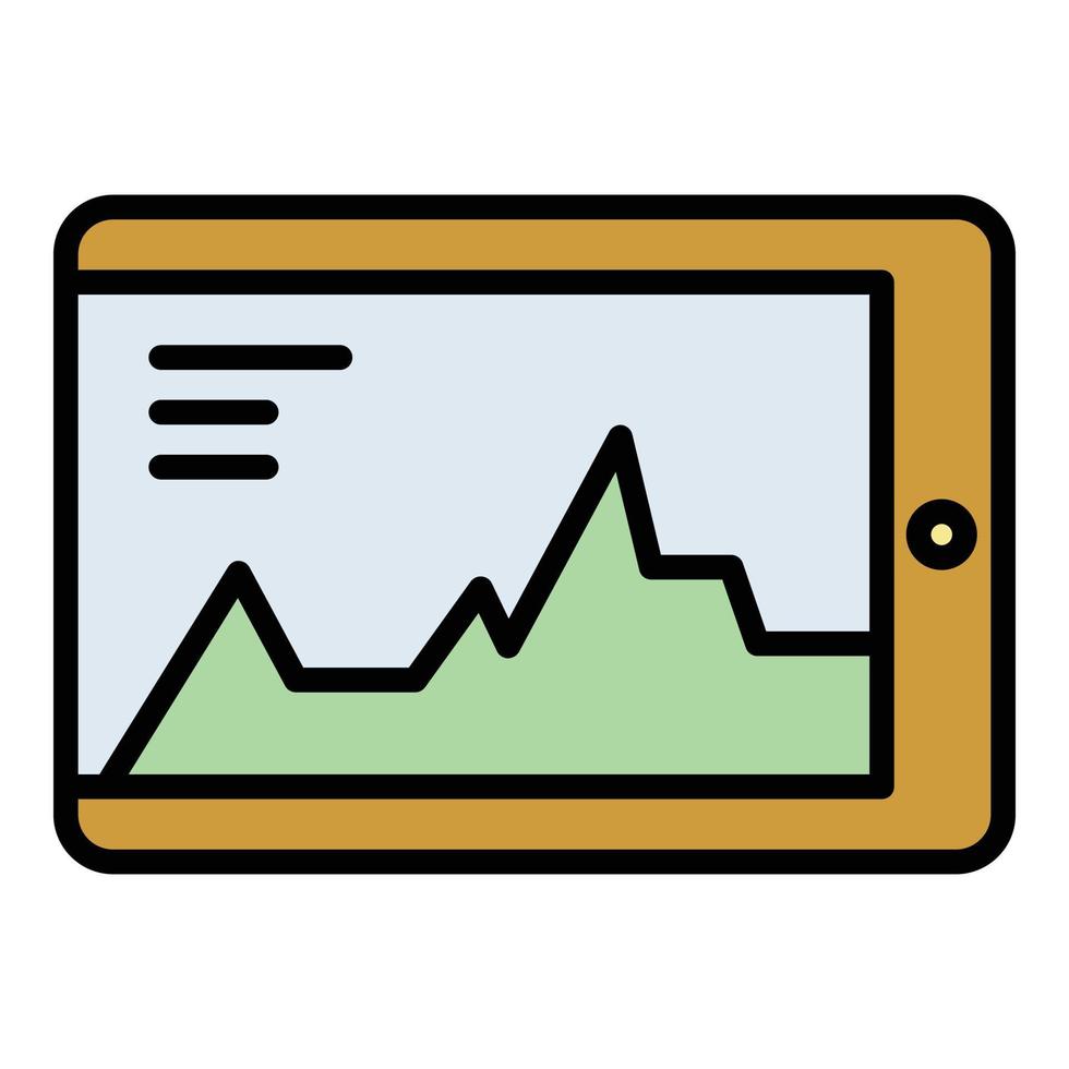 Chart on tablet icon color outline vector