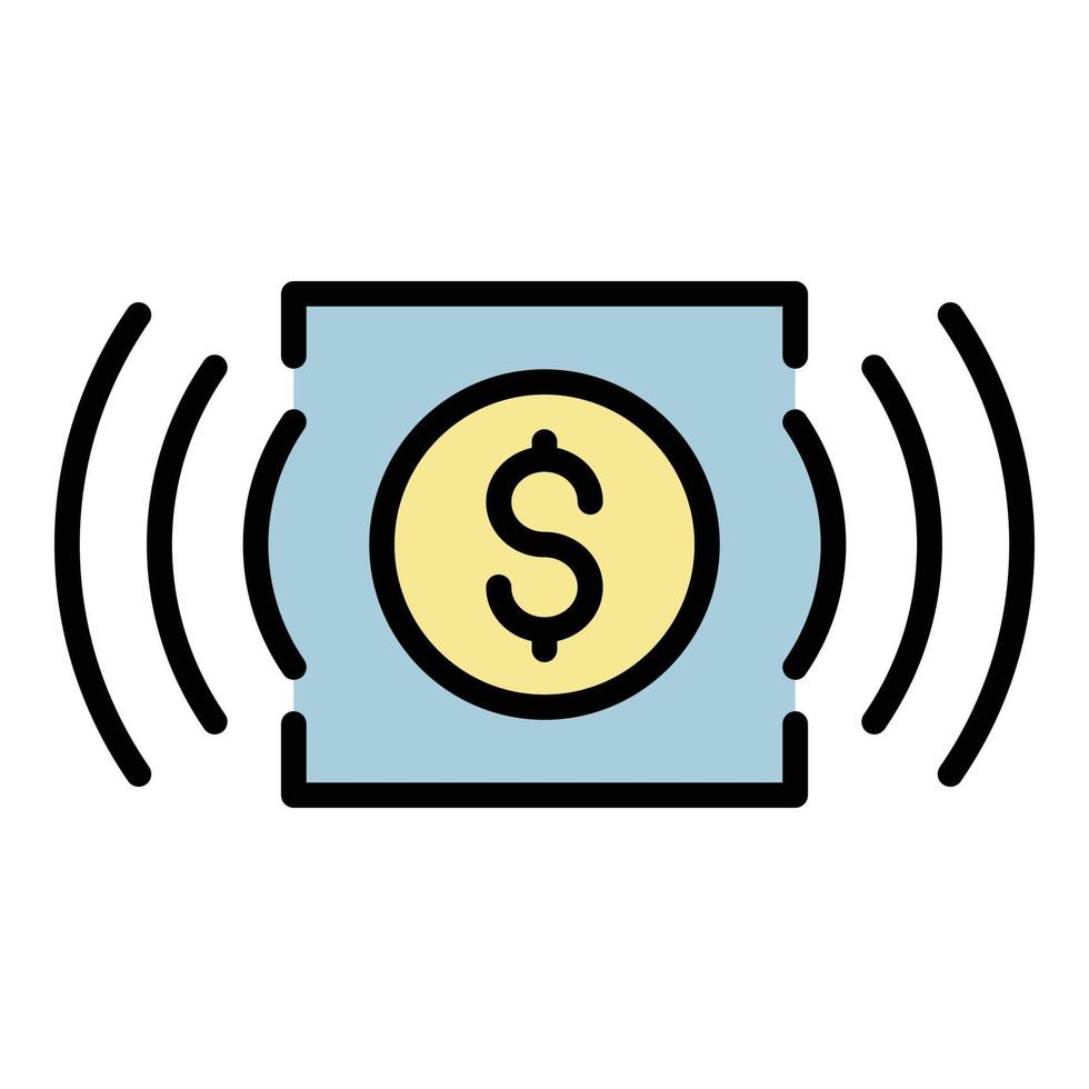 vector de esquema de color de icono de pago inalámbrico de dinero