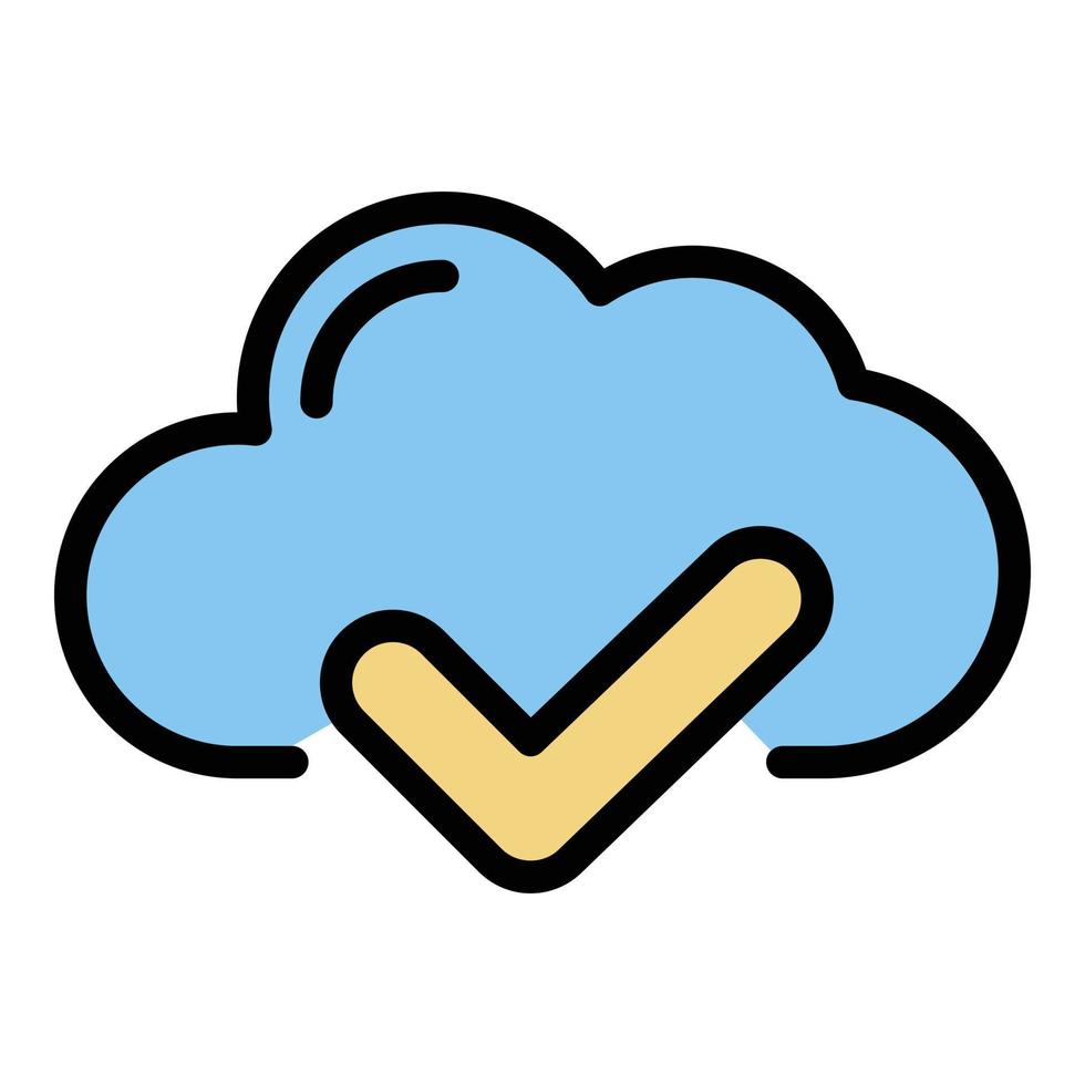 Cloud check icon color outline vector