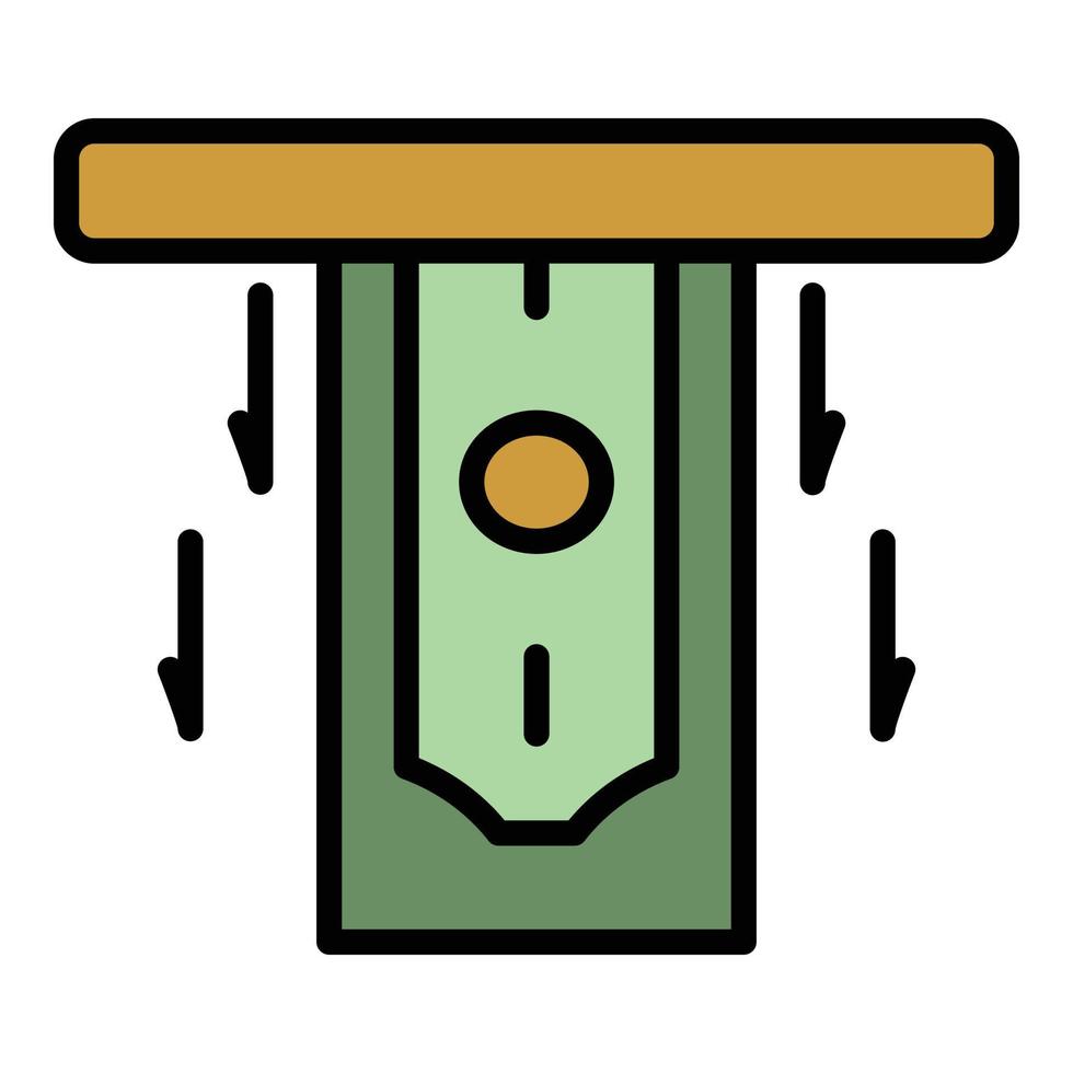 Atm money banknote icon color outline vector