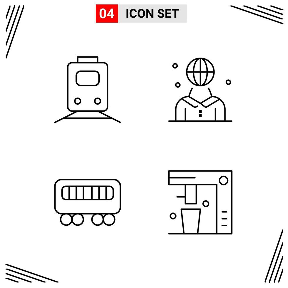 4 Icons Line Style Grid Based Creative Outline Symbols for Website Design Simple Line Icon Signs Isolated on White Background 4 Icon Set Creative Black Icon vector background