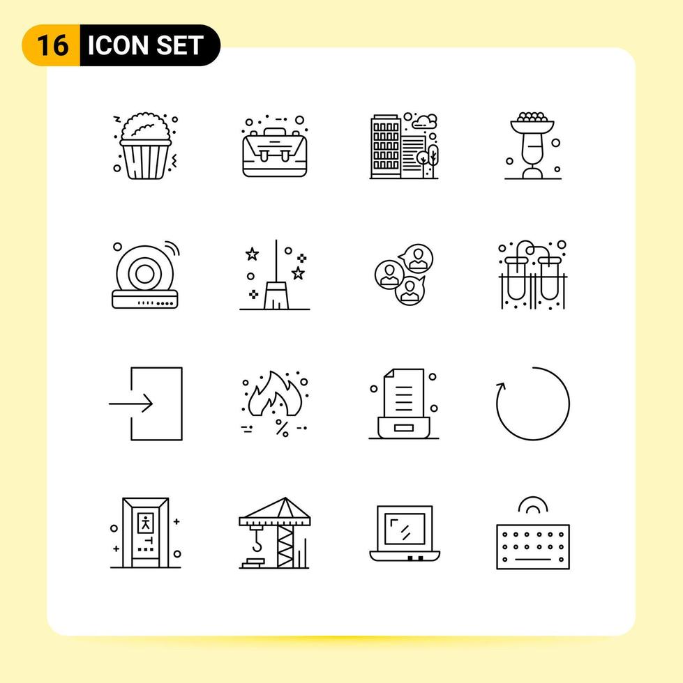 16 Thematic Vector Outlines and Editable Symbols of cd cupsakes building cupcake baking Editable Vector Design Elements