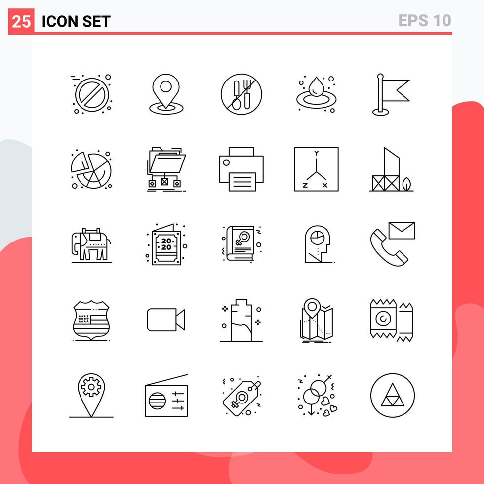 colección de 25 iconos vectoriales en estilo de línea símbolos de esquema modernos para web y signo de icono de línea móvil aislado en fondo blanco 25 iconos fondo de vector de icono negro creativo