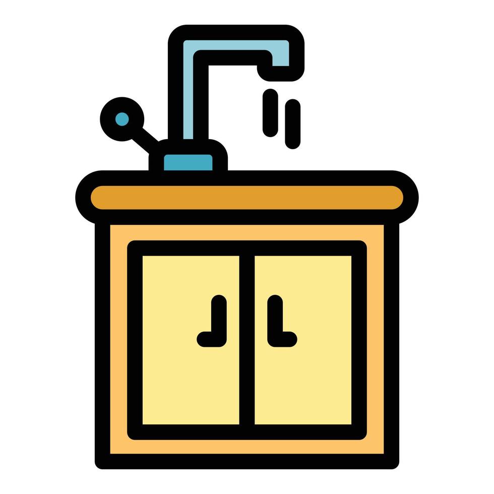 Sink cabinet icon color outline vector