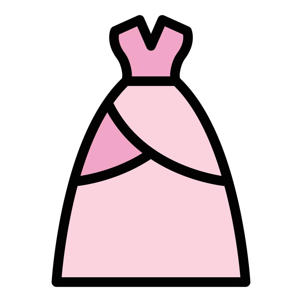 Bride wear dress icon color outline vector