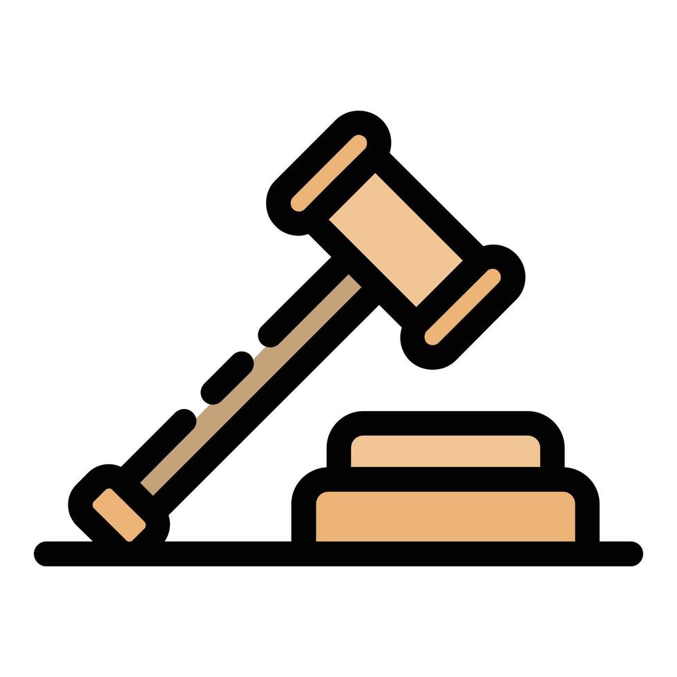 Judge gavel icon color outline vector