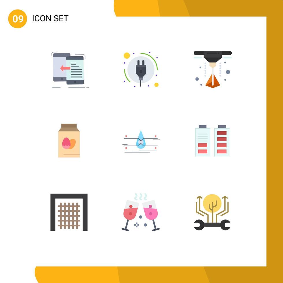 Mobile Interface Flat Color Set of 9 Pictograms of safety monitoring laser water easter Editable Vector Design Elements