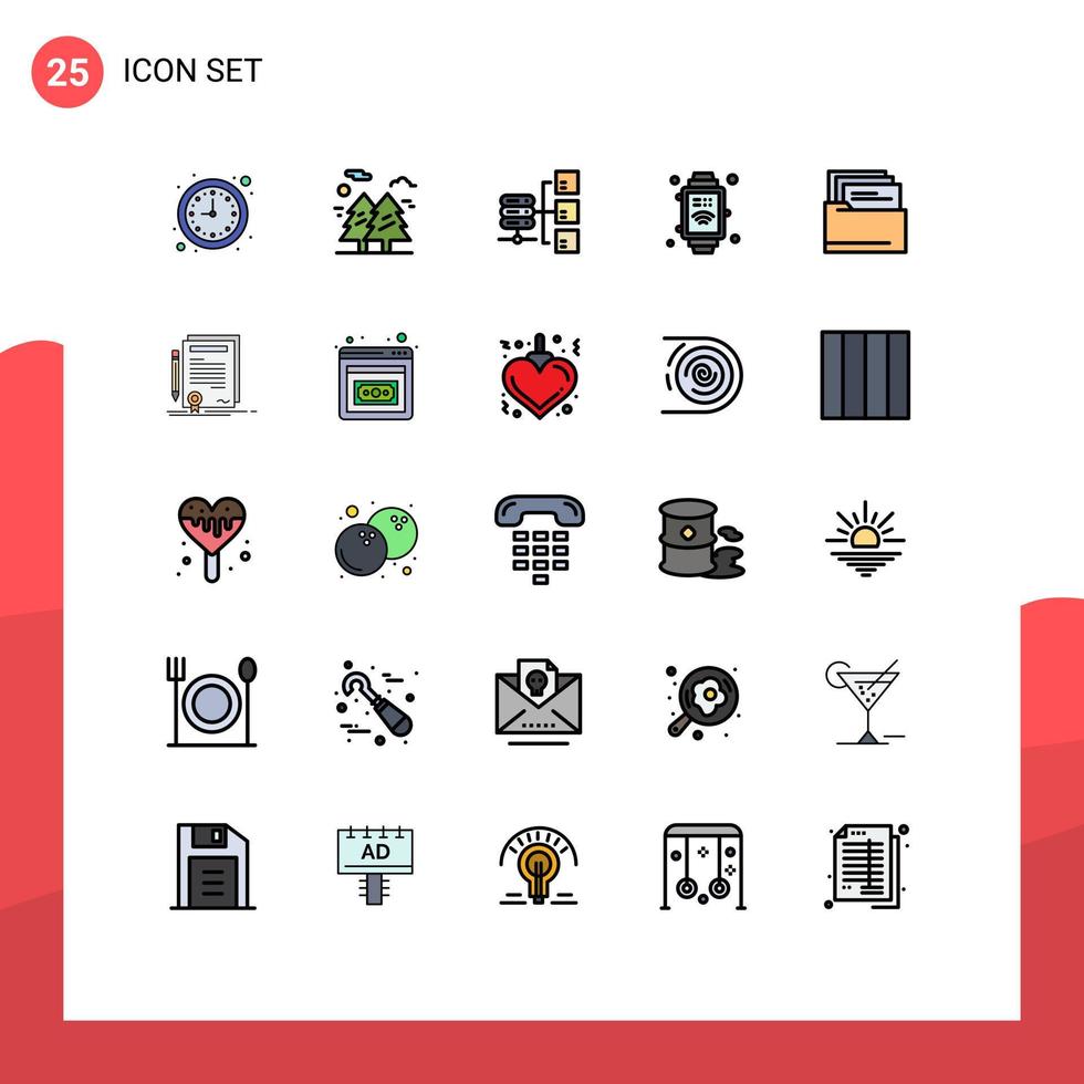 Stock Vector Icon Pack of 25 Line Signs and Symbols for files internet of things park internet social Editable Vector Design Elements