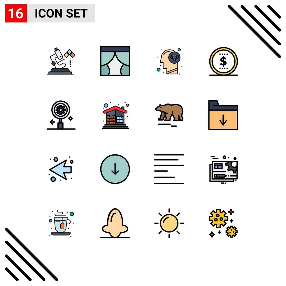 conjunto de 16 iconos modernos de la interfaz de usuario signos de símbolos para la ventana de precios de investigación dinero señal wifi elementos de diseño de vectores creativos editables