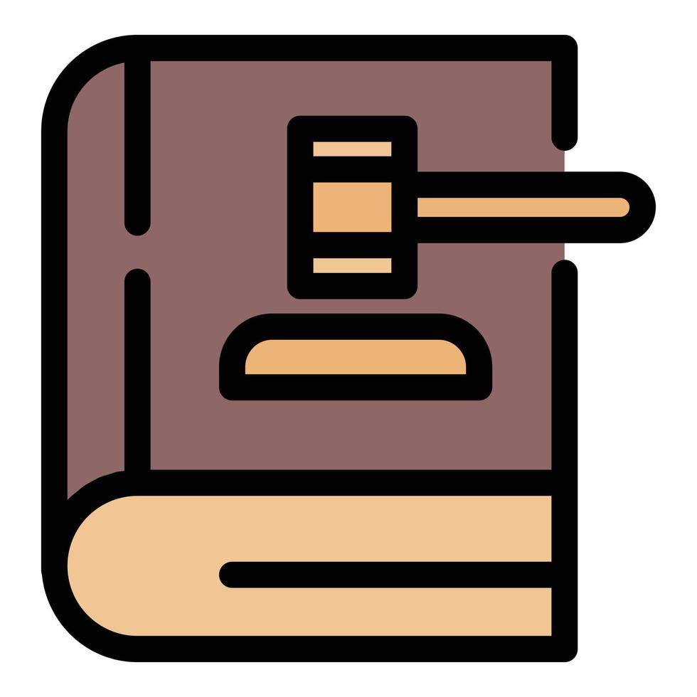 Gavel on law book icon color outline vector