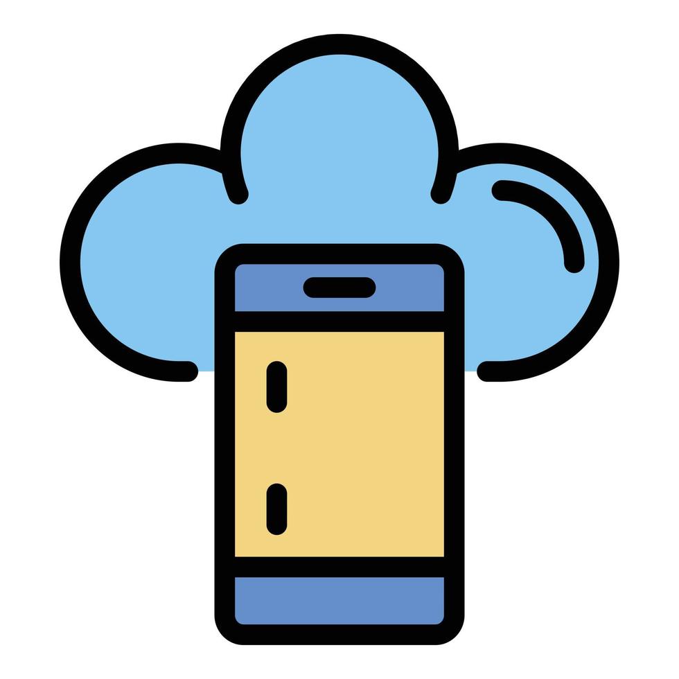 Smartphone cloud icon color outline vector