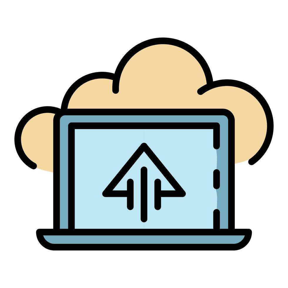 Cloud backup icon color outline vector