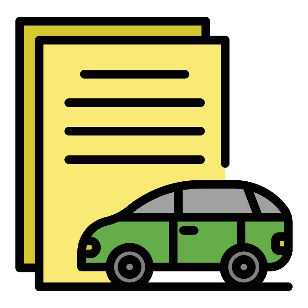 Car and documents icon color outline vector