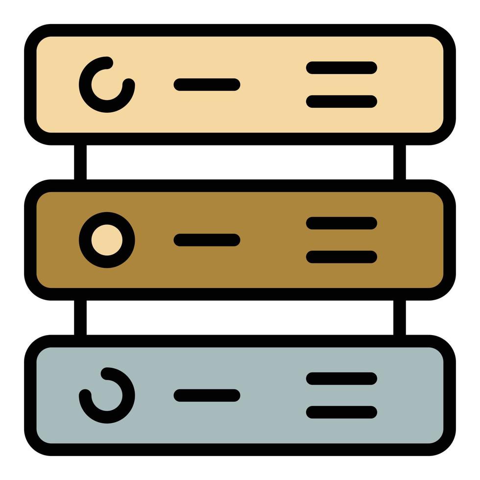 Server cluster icon color outline vector