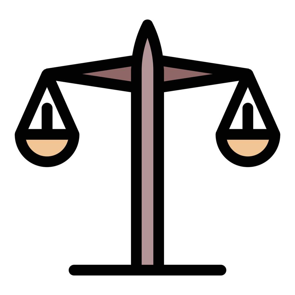 Judge balance icon color outline vector