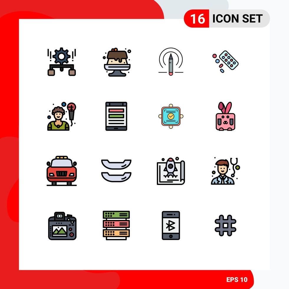 Universal Icon Symbols Group of 16 Modern Flat Color Filled Lines of man treatment learining tablet medicine Editable Creative Vector Design Elements