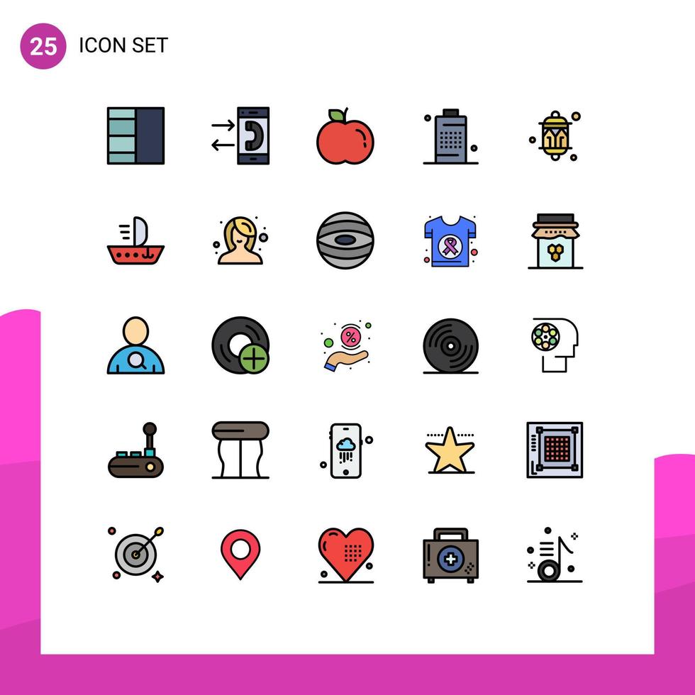 25 iconos creativos signos y símbolos modernos de decoración de linternas celebración de alimentos elementos de diseño vectorial editables por teléfono vector