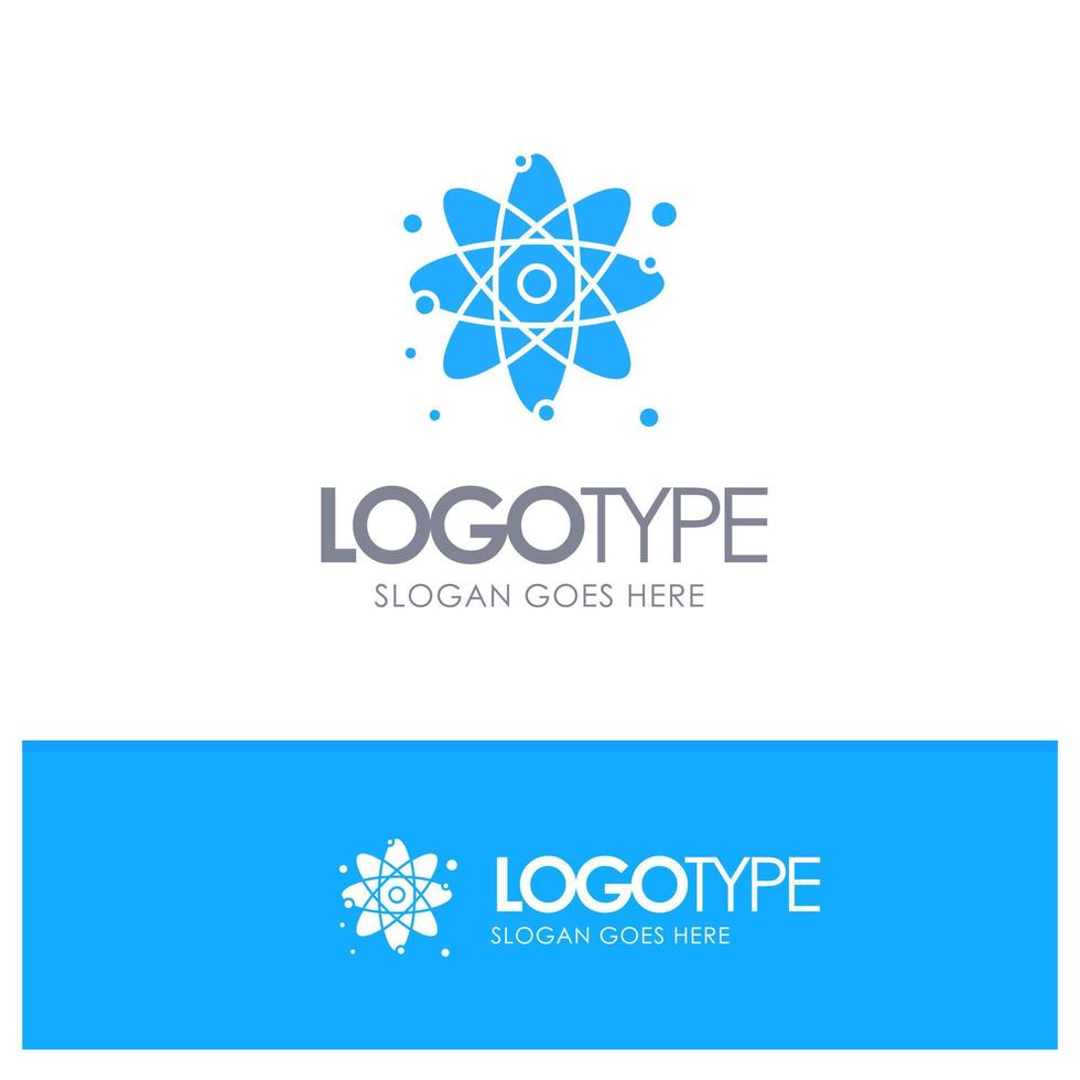 Atom Particle Molecule Physics Blue Solid Logo with place for tagline vector