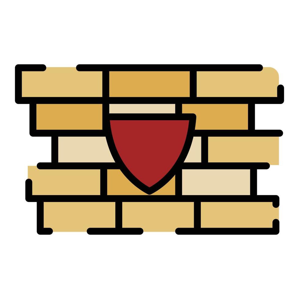 Shield firewall icon color outline vector