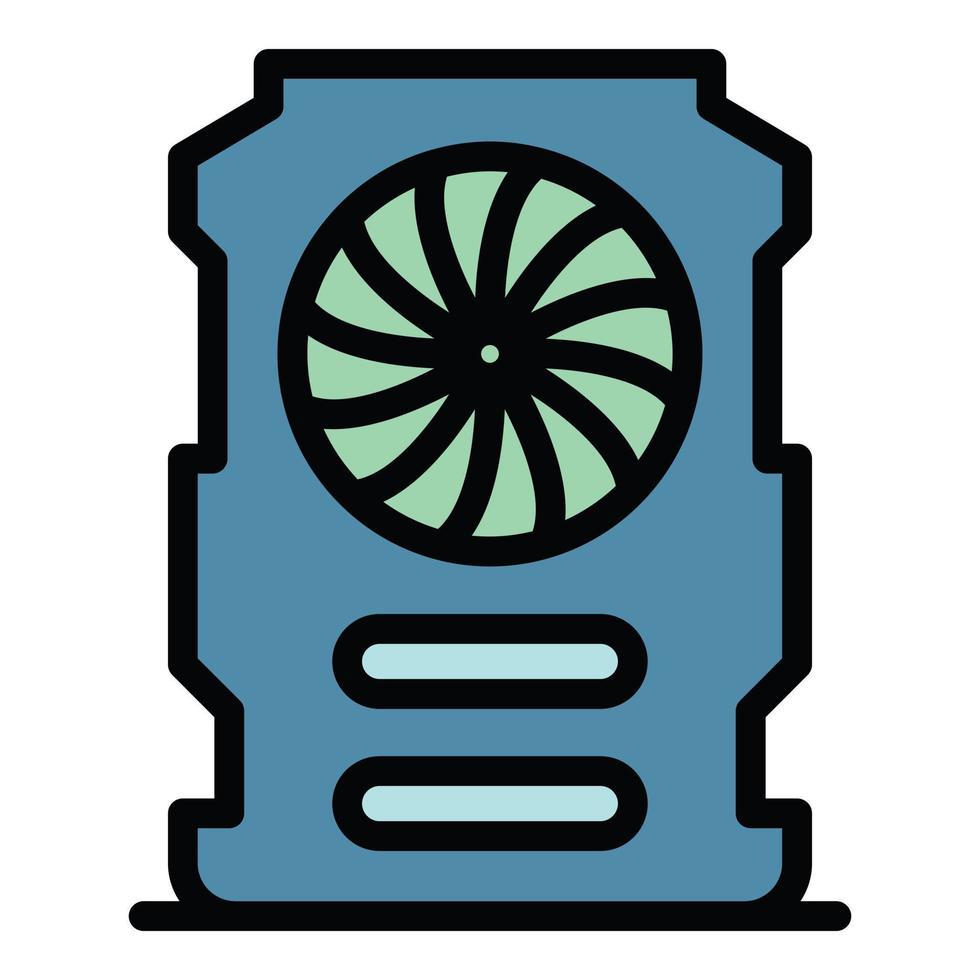 Mining graphic card icon color outline vector