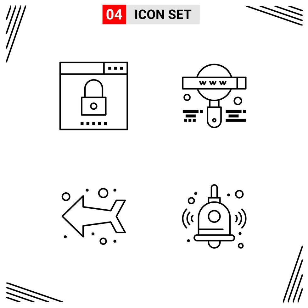 4 Icons Line Style Grid Based Creative Outline Symbols for Website Design Simple Line Icon Signs Isolated on White Background 4 Icon Set Creative Black Icon vector background