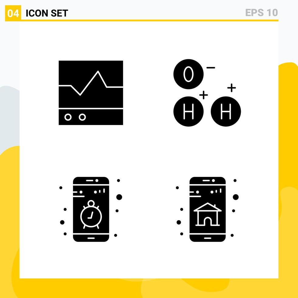 Collection of 4 Universal Solid Icons Icon Set for Web and Mobile Creative Black Icon vector background