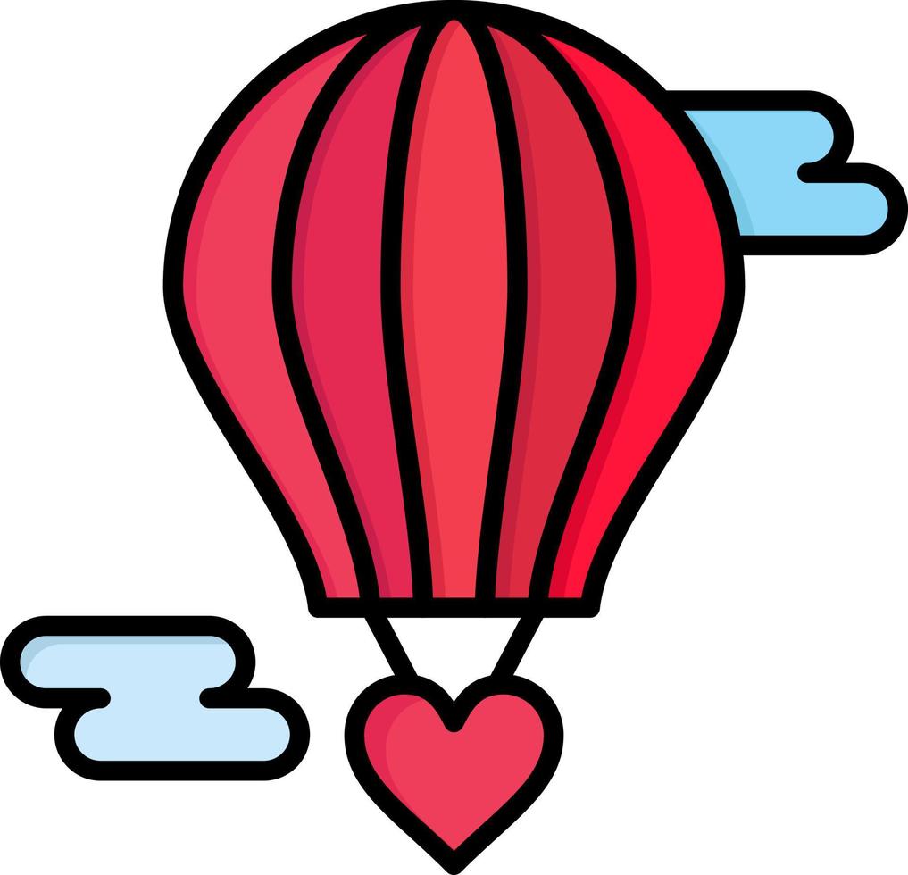 globo volador globo caliente amor san valentín color plano icono vector icono plantilla de banner