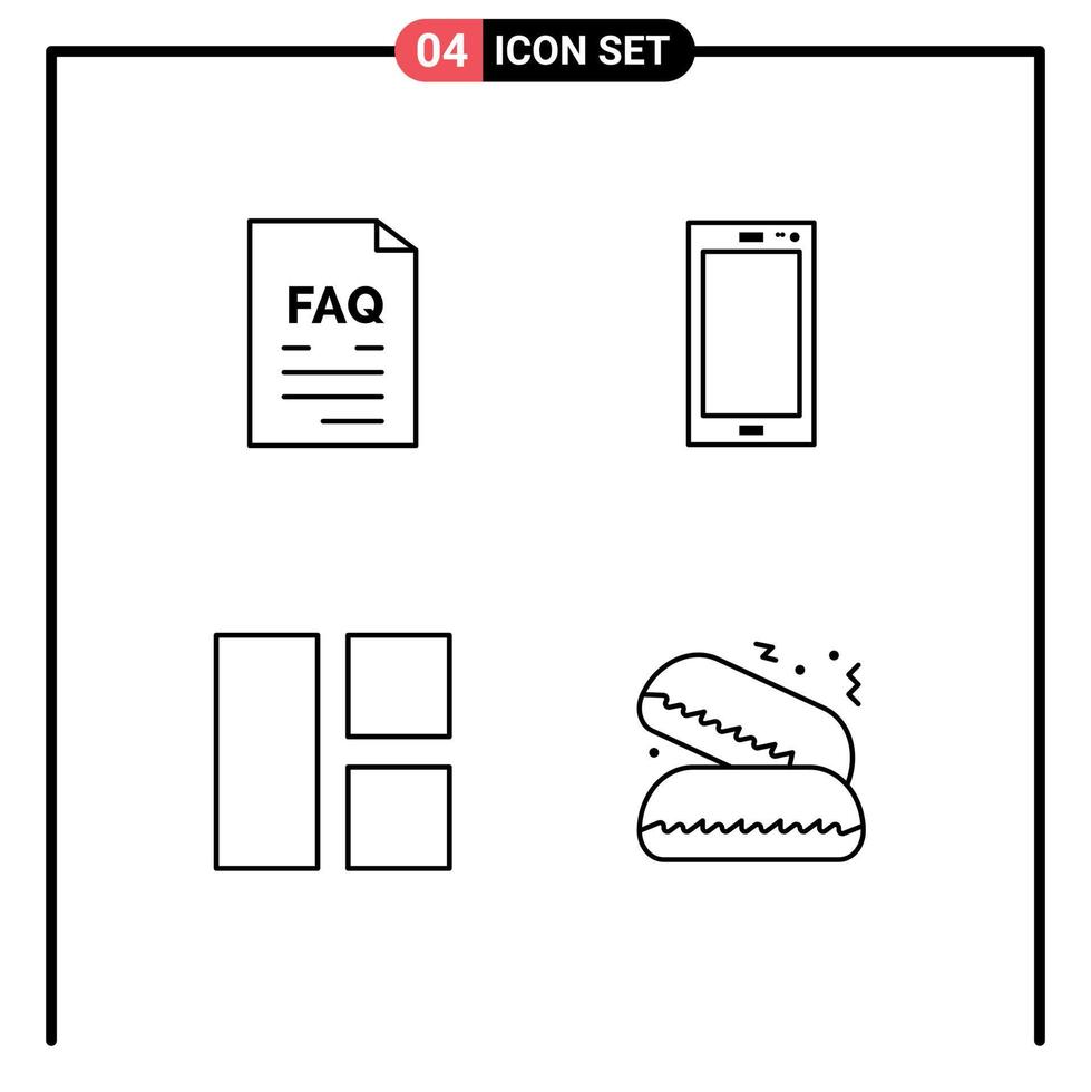 Set of 4 Modern UI Icons Symbols Signs for contact iphone help smart phone editing Editable Vector Design Elements