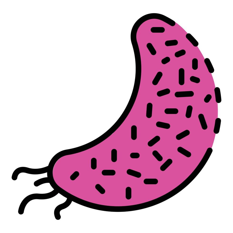 vector de contorno de color de icono de bacteria móvil