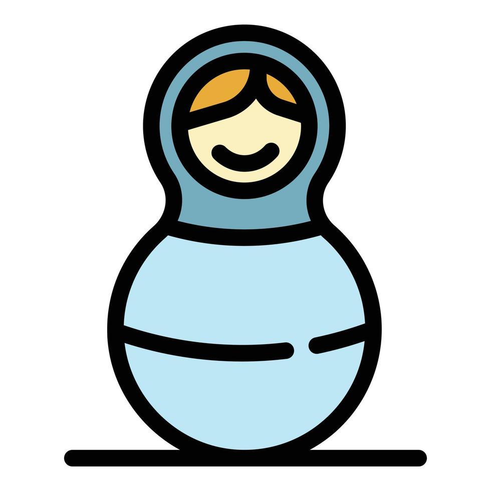 Matryoshka doll icon color outline vector