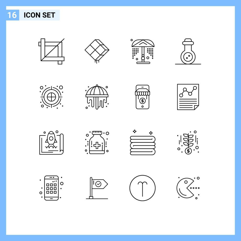 Set of 16 Vector Outlines on Grid for dartboard color fill shower archery arrow mass weapon Editable Vector Design Elements