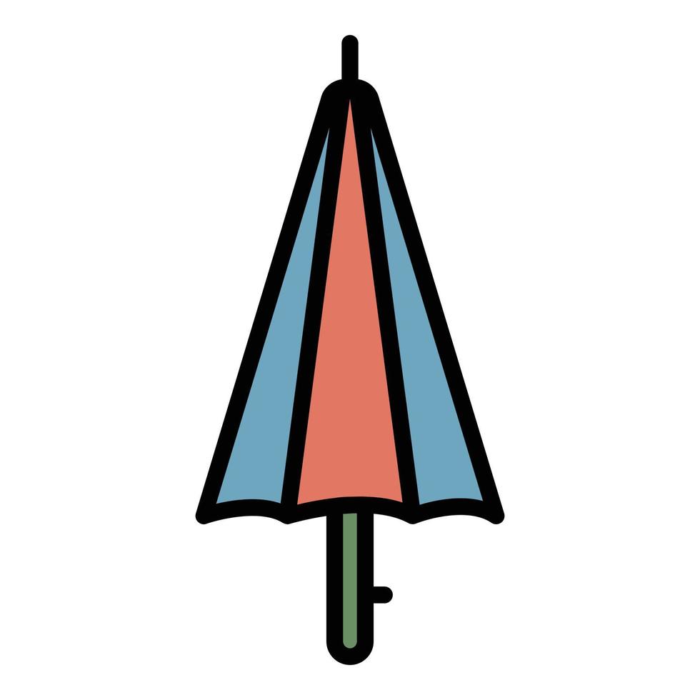 Folded beach umbrella icon color outline vector