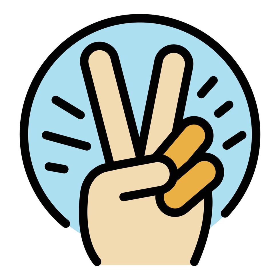 Hand two fingers icon color outline vector