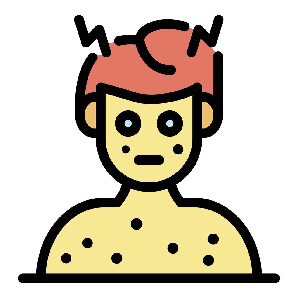 Boy chicken pox icon color outline vector