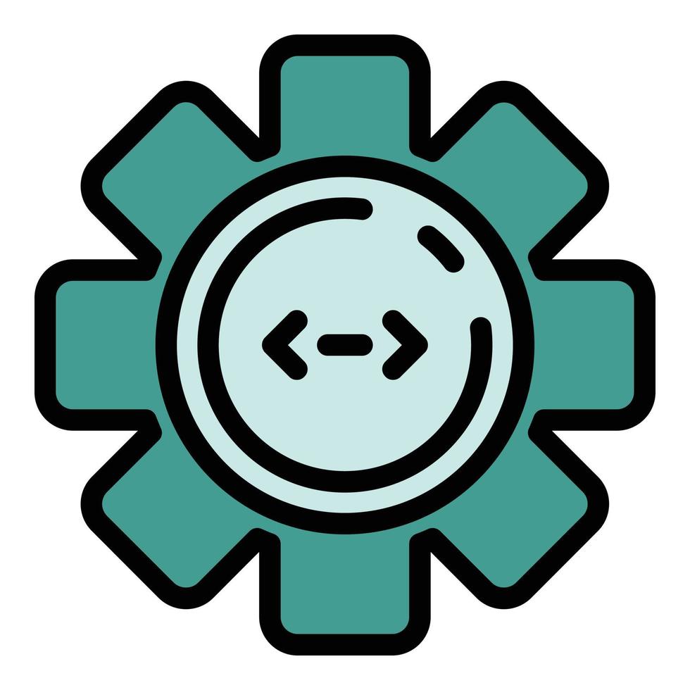 Code in circle cogwheel icon color outline vector