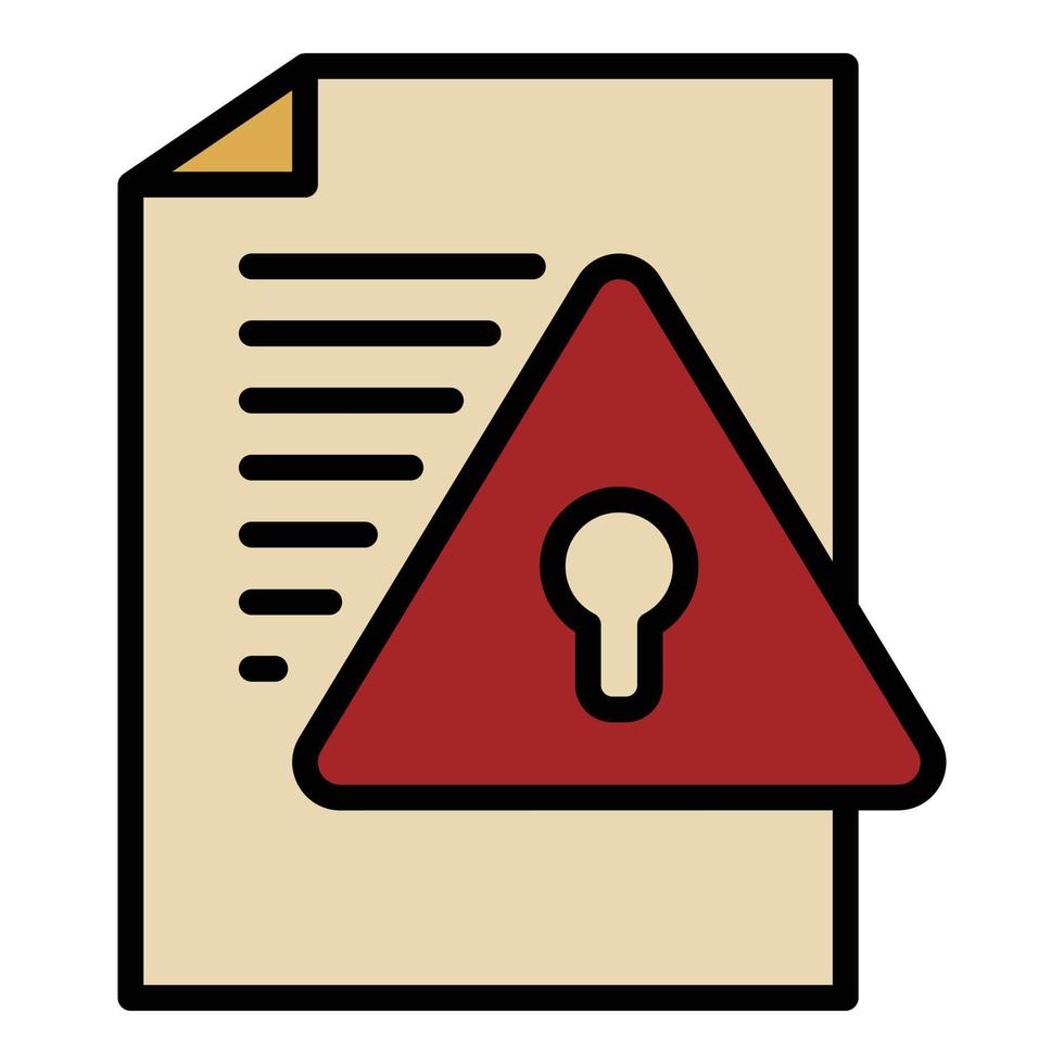 Locked file icon color outline vector
