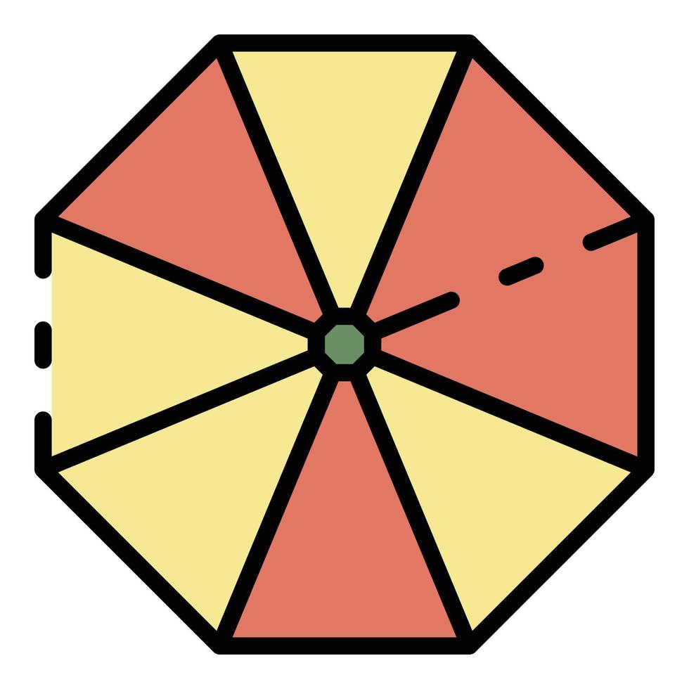 vector de contorno de color de icono de vista superior de paraguas