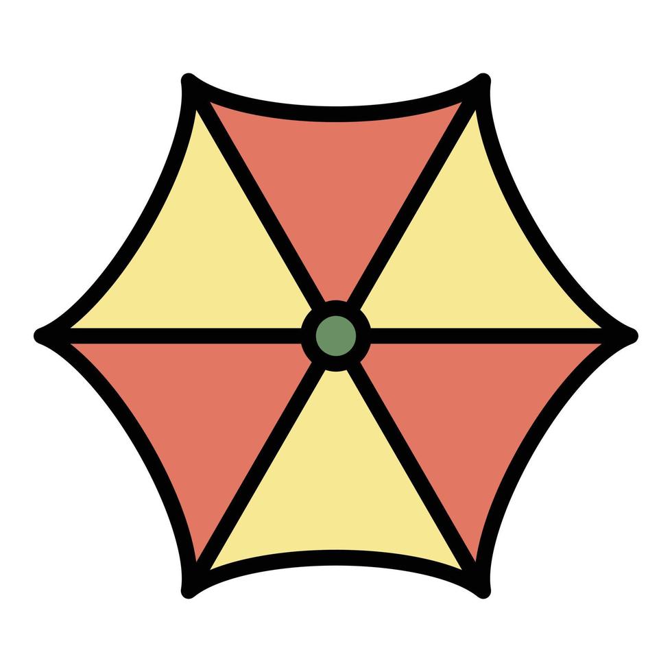 Open umbrella on top icon color outline vector