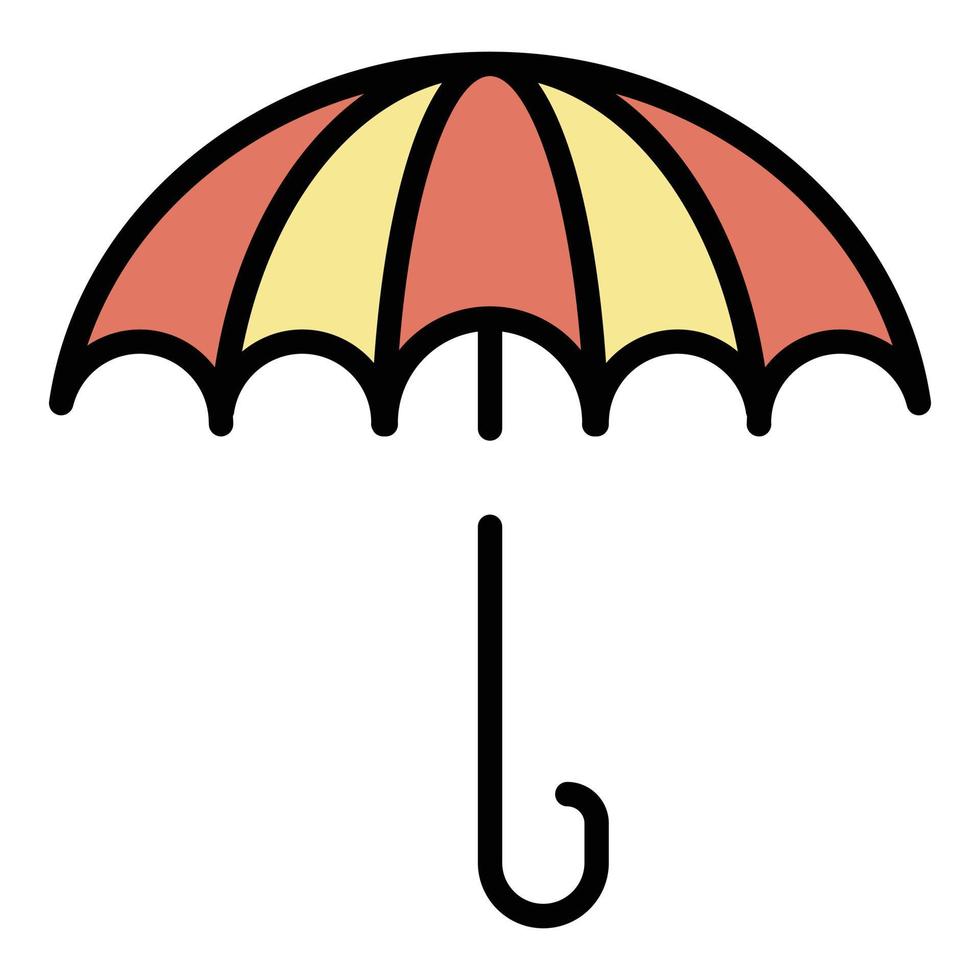 Retro umbrella icon color outline vector