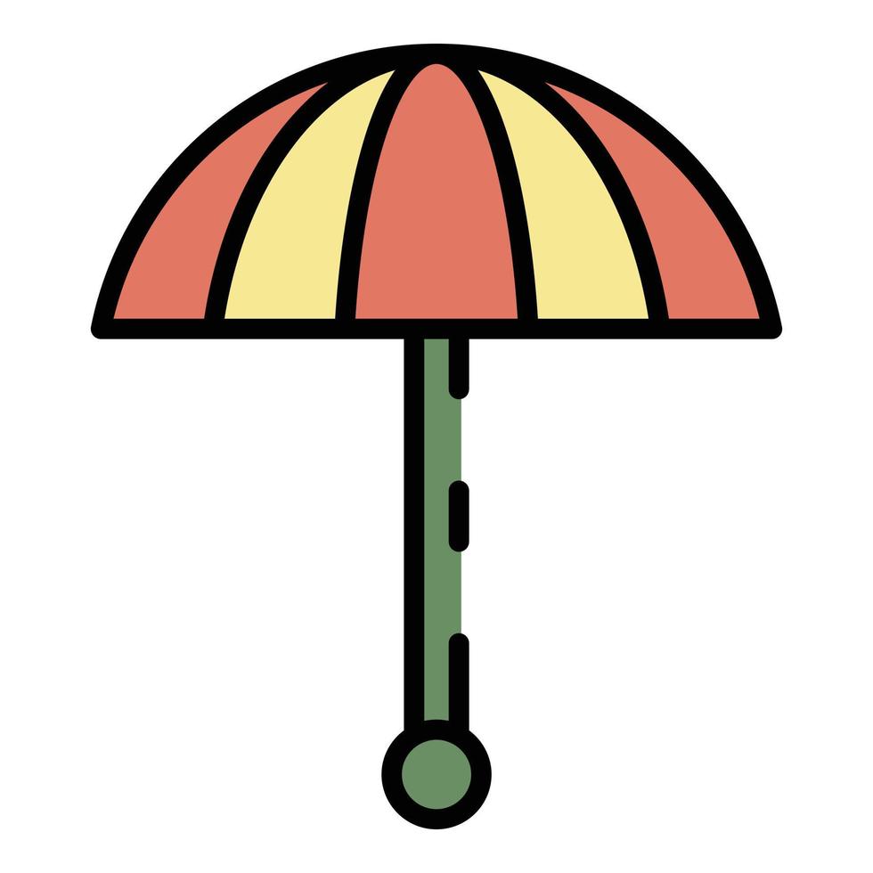 Folding parasol icon color outline vector