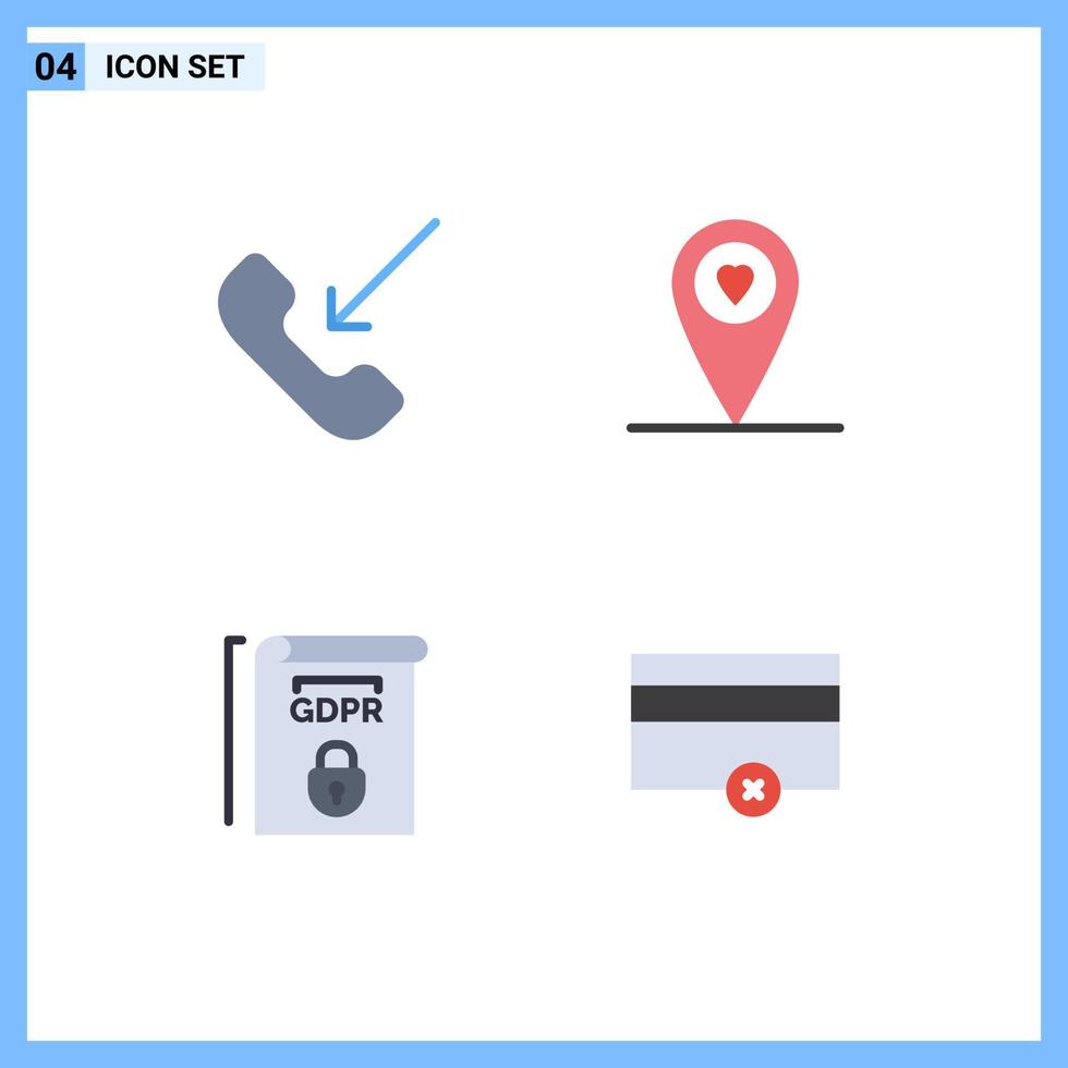 Pictogram Set of 4 Simple Flat Icons of call terms phone gdpr money Editable Vector Design Elements