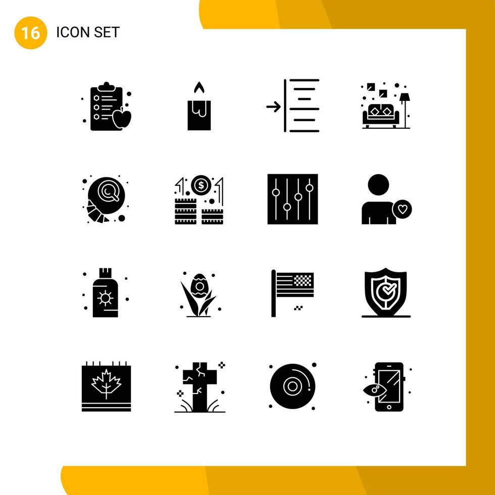 Stock Vector Icon Pack of 16 Line Signs and Symbols for growth business couch morning coffee Editable Vector Design Elements