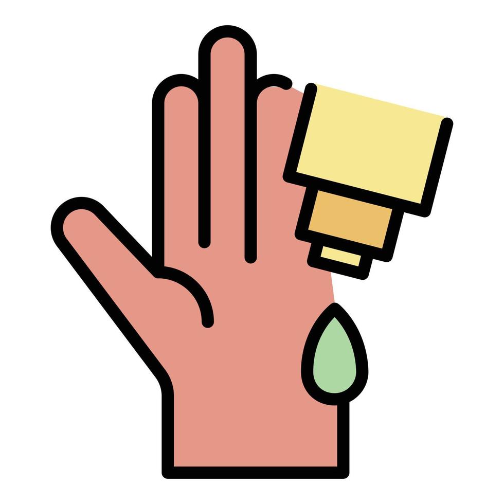 vector de contorno de color de icono de saneamiento de crema de manos