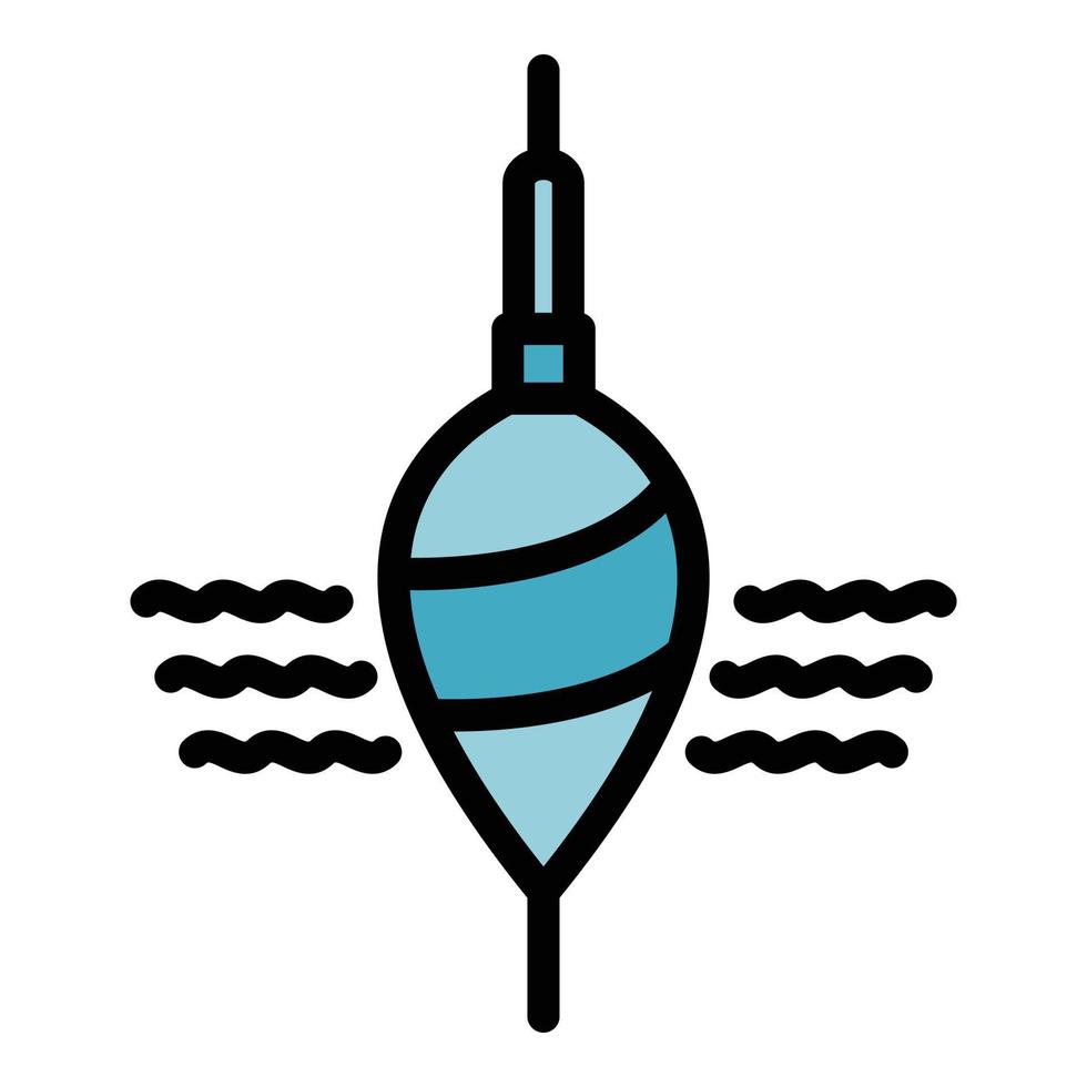 vector de contorno de color de icono de agua de pesca flotante