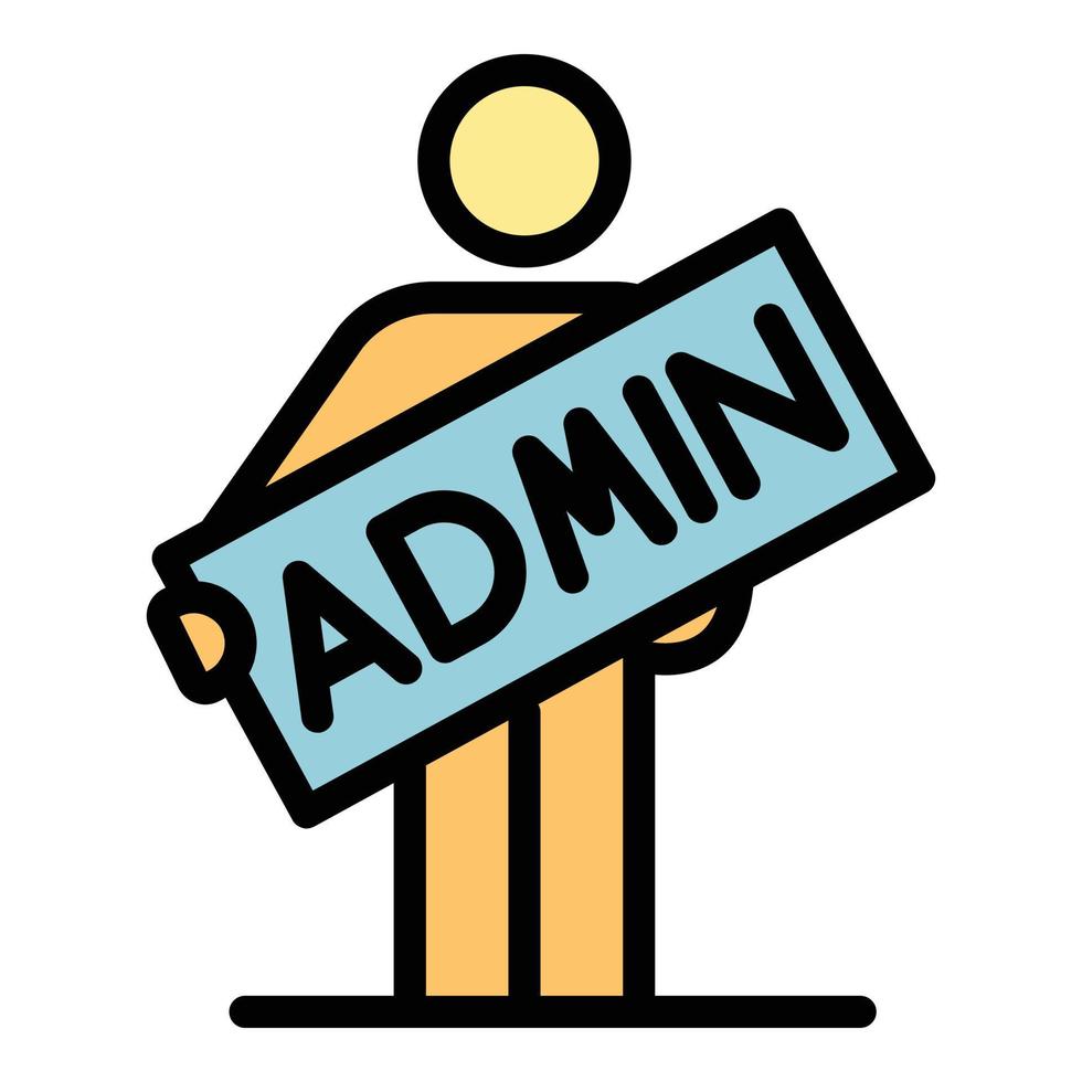 Man with the inscription admin icon color outline vector 15145649 ...