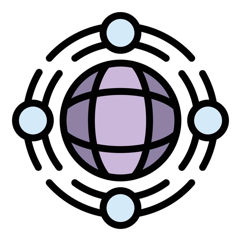 Global family unity icon color outline vector