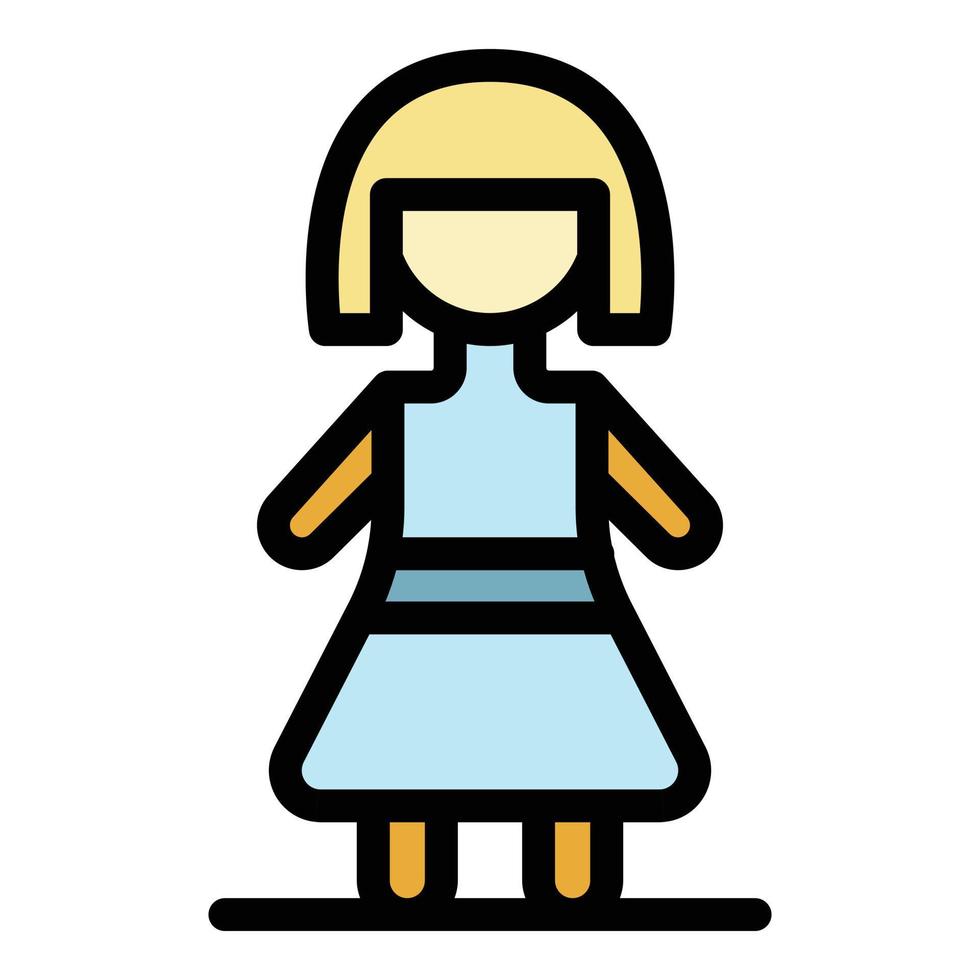 Adorable doll icon color outline vector