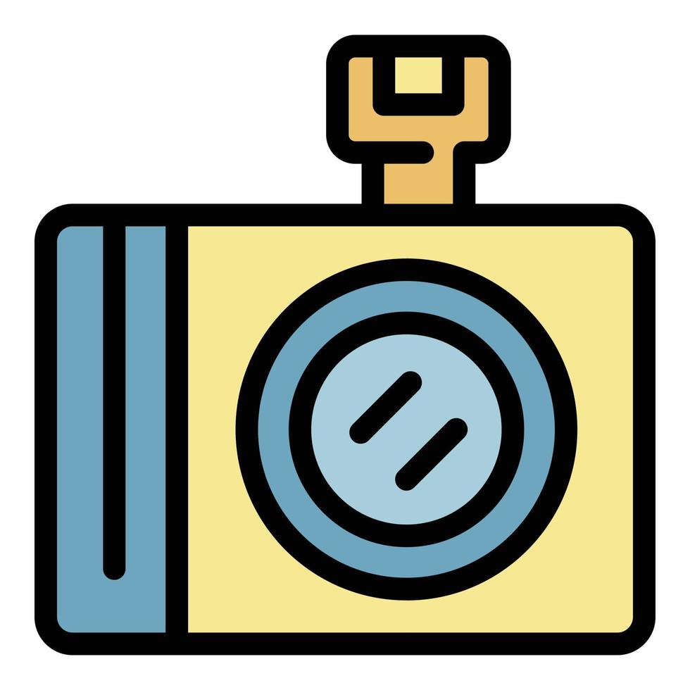 Travel camera icon color outline vector